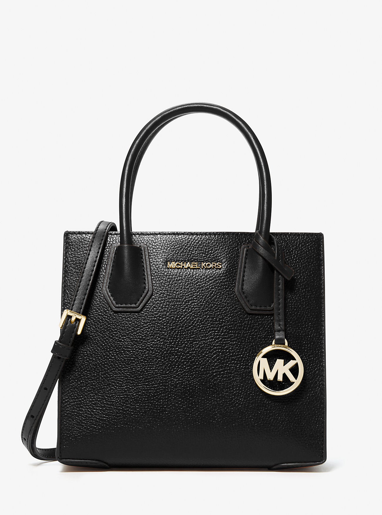 Michael Kors Medium Pebbled Leather Mercer Crossbody Bag, Black