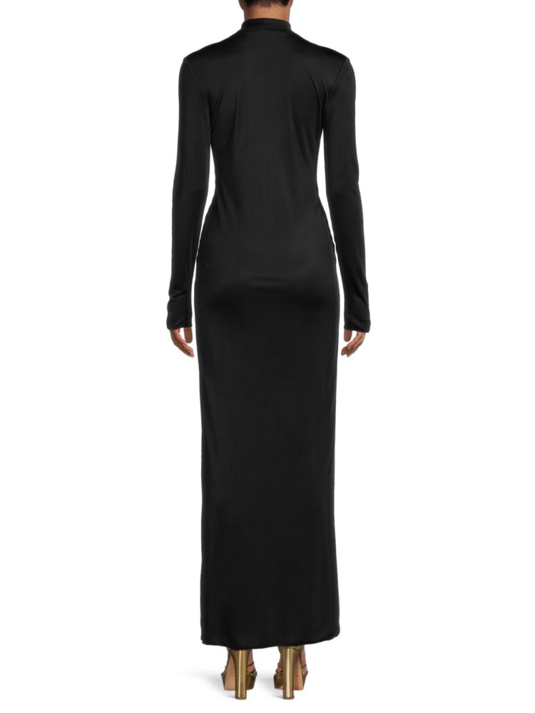 Versace Plunge Maxi Dress, Black