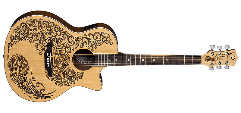 Acoustic Guitar Luna Guitars Henna Paradise Select Spruce Acoustic-Electric Guitar Satin Natural Support Indie Music