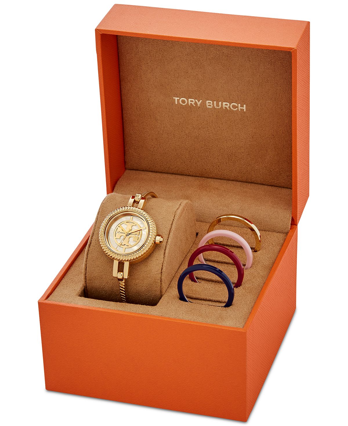 Reva Women's Stainless Steel Gold Bracelet Bracelet Watch, 27mm Tory Burch gift set, gold