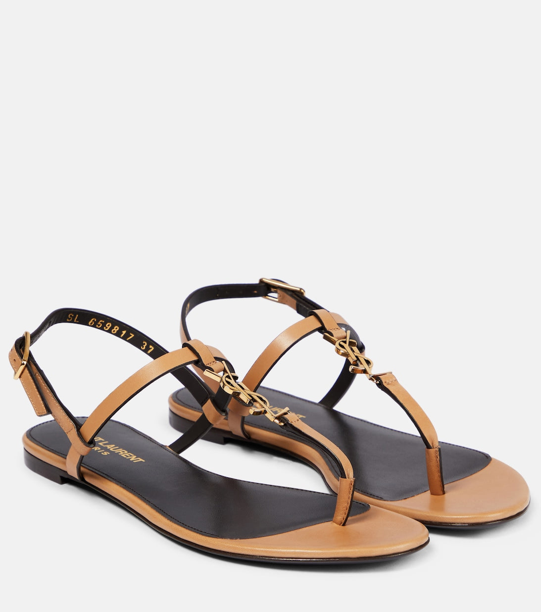 Cassandra Sandals with Saint Laurent Leather Straps, Brown