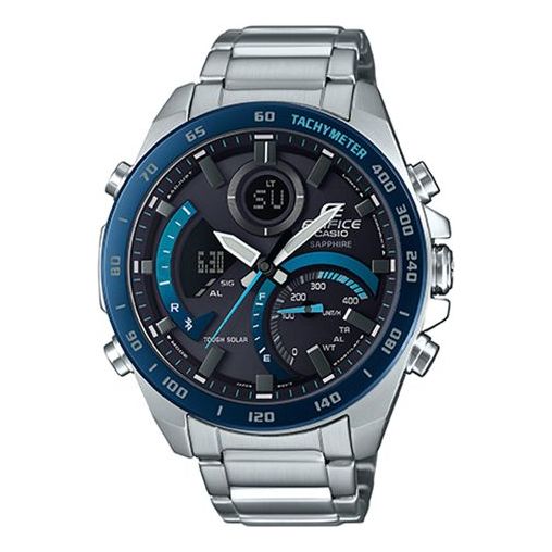 Casio Edifice Waterproof Analog-Digital Watch 'Silver Marine Blue', blue