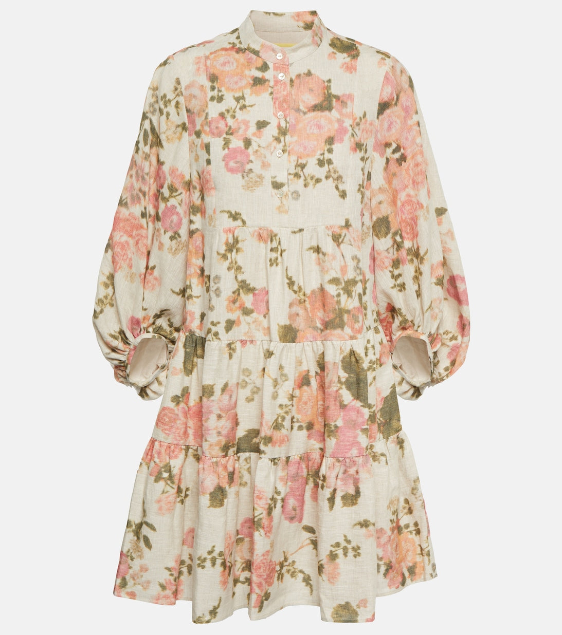 Winnona Linen Mini Dress with ERDEM Floral Print, Multicolor