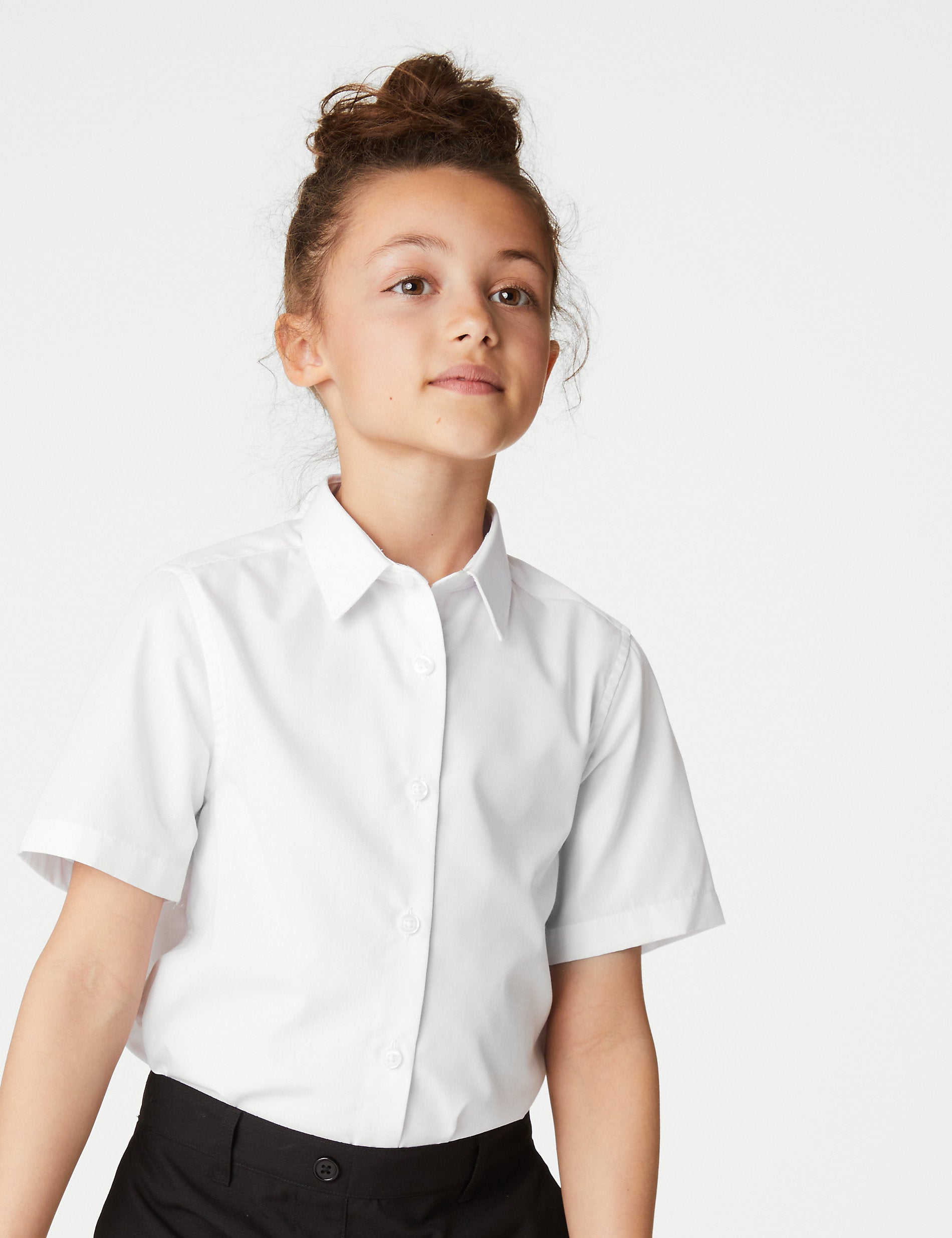 3 pairs of oversized school shirts for girls (4-18 years old) easy to iron Marks & Spencer, white