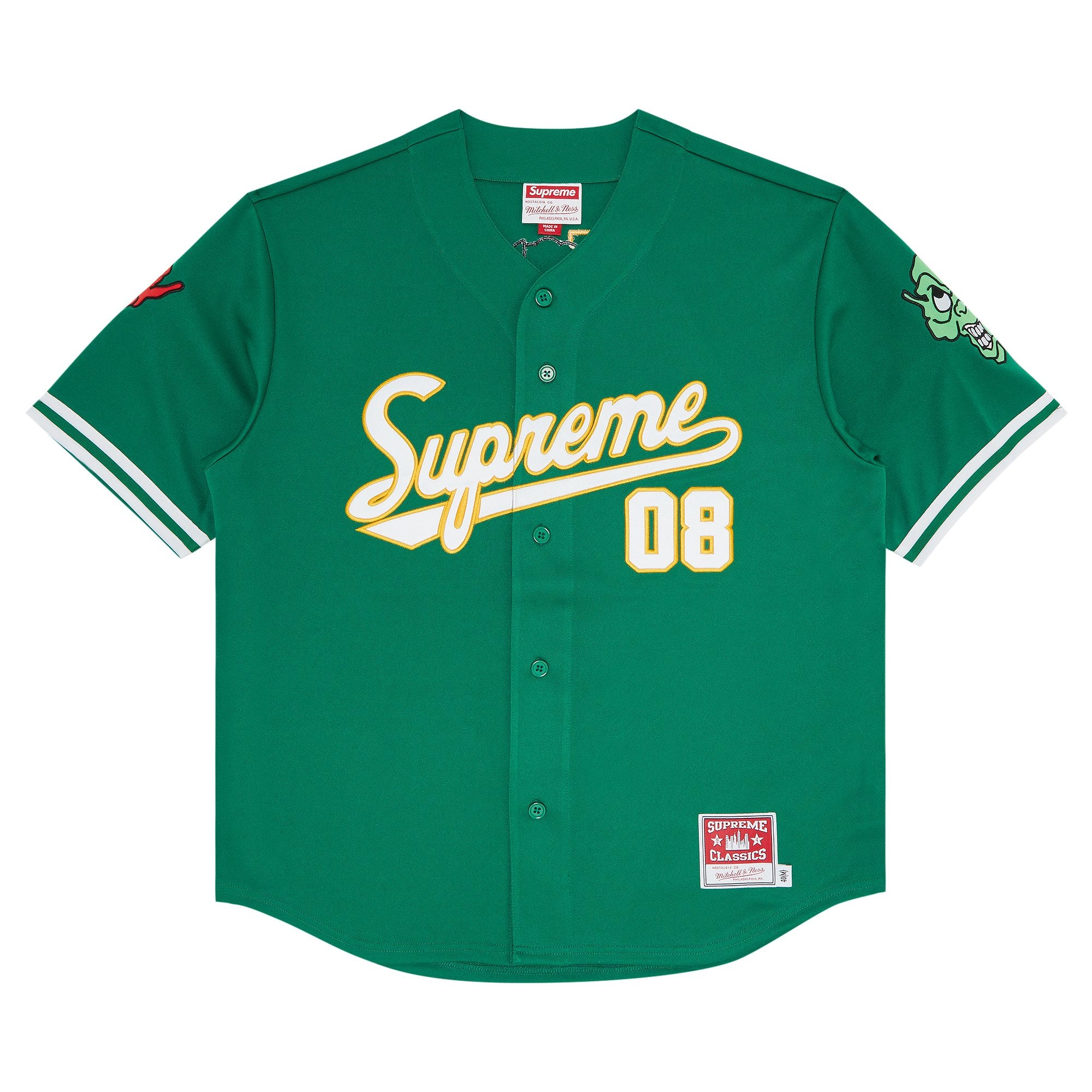 Supreme x Mitchell & Ness Downtown Hell Baseball Jersey, Green