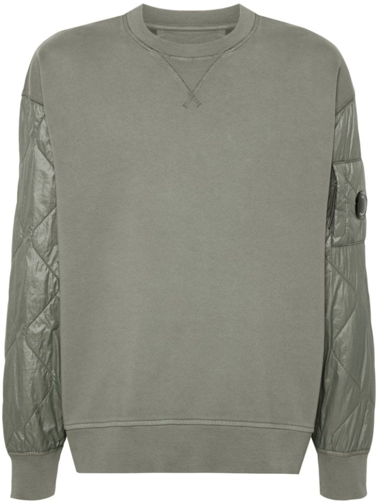 CP Company Quilted Panel Crew Neck Sweatshirt Green