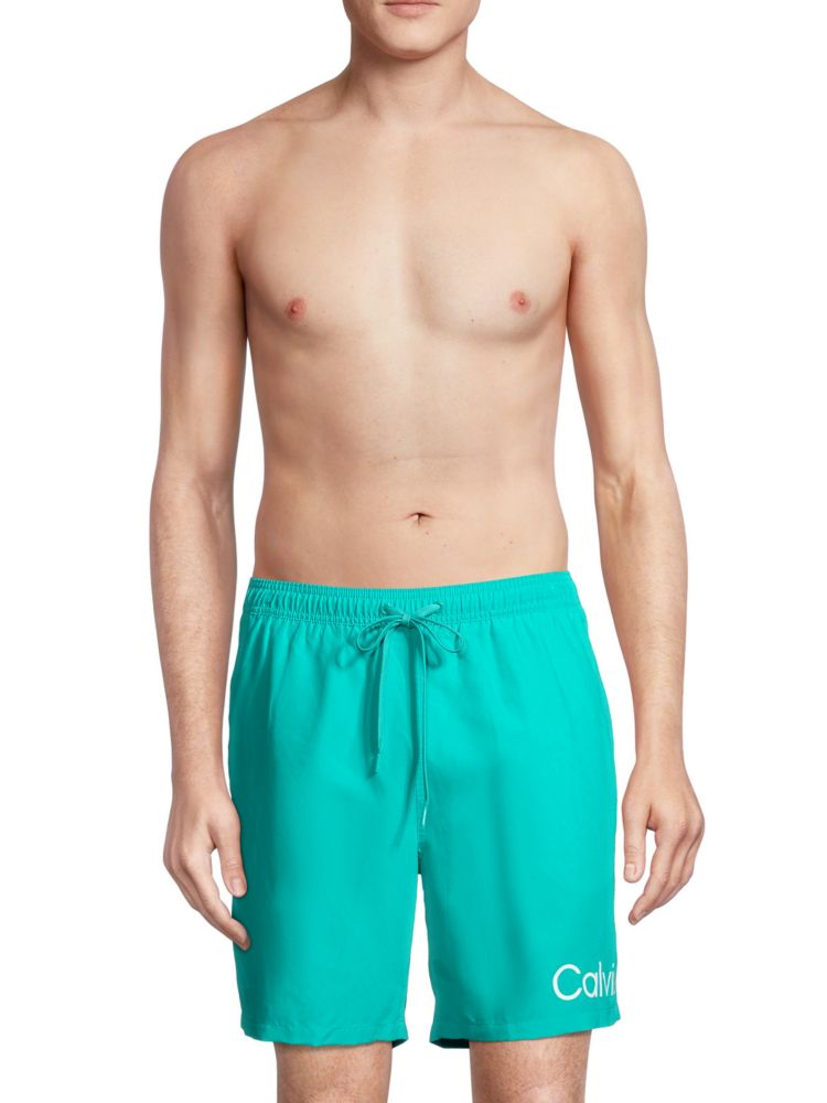 Calvin Klein Logo Swim Shorts - Atlantis