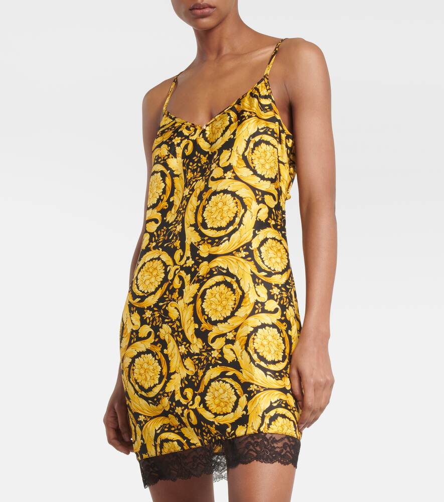 Barocco silk mini dress with straps VERSACE, yellow