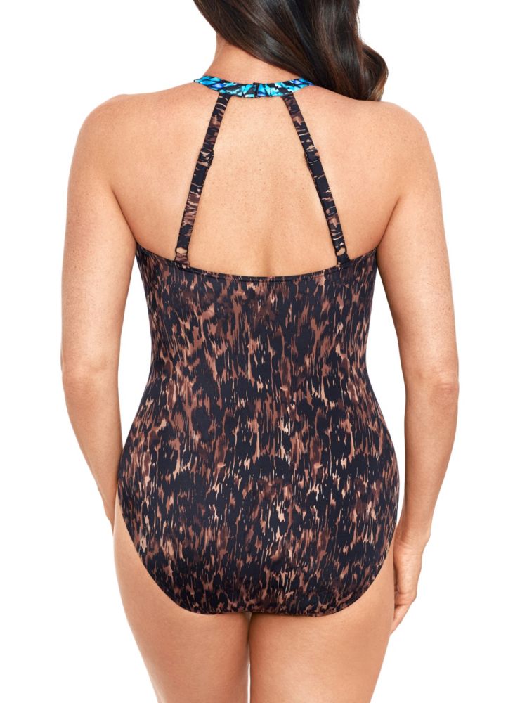 Untamed Wrapsody Miraclesuit One Piece Swimsuit, Brown Multi