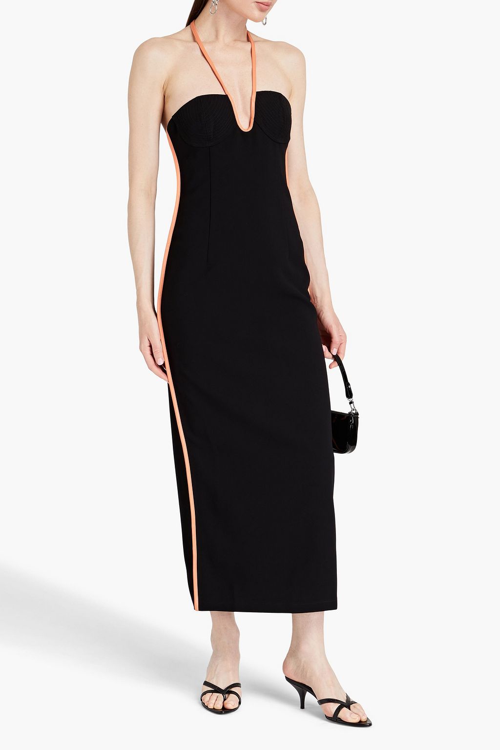 Nassia crepe midi dress with halter neck PARIS GEORGIA, black