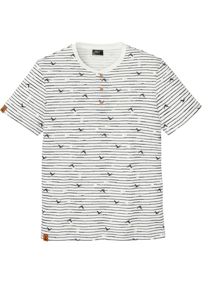 Henley shirt with short sleeves Bpc Bonprix Collection, white