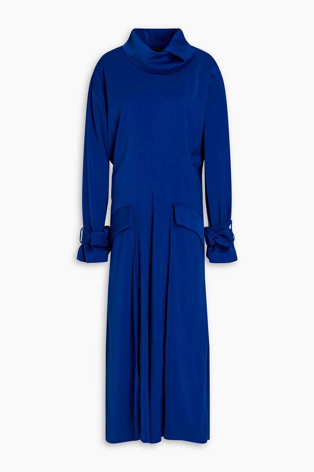 Pleated satin midi dress KENZO, blue