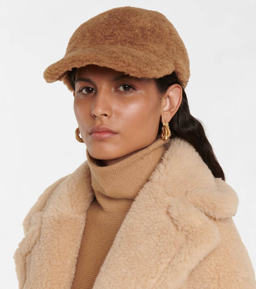 Camel hair gimmy and Max Mara silk baseball cap, brown