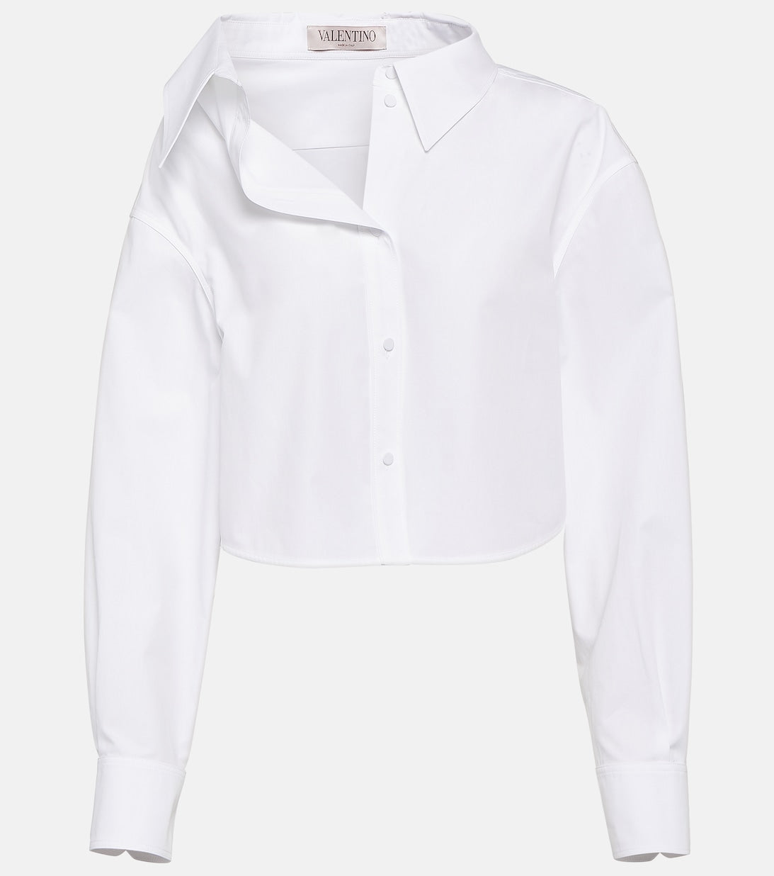 VALENTINO asymmetrical cropped cotton shirt, white