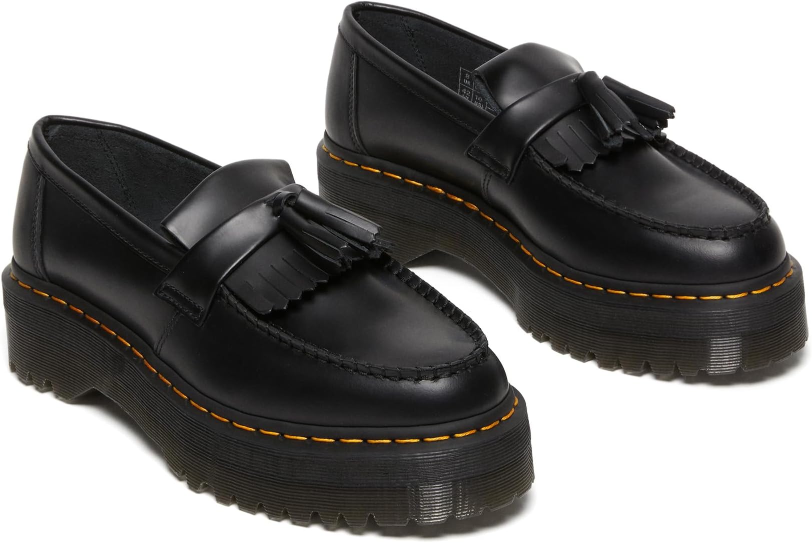 حذاء Adrian Quad Leather Platform Loafers من Dr. Martens، أسود ناعم