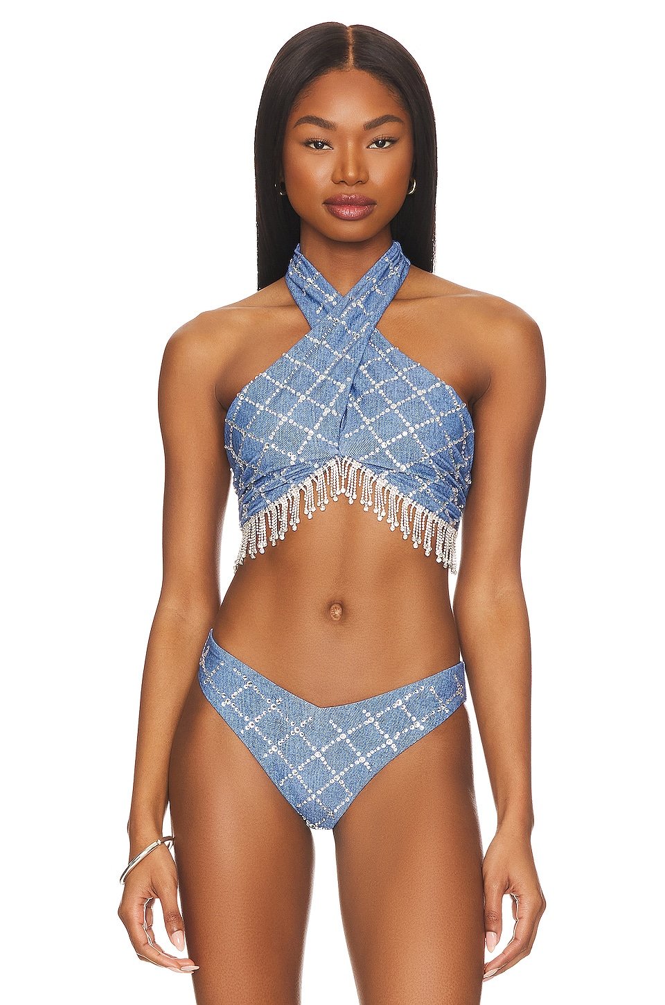 BEACH RIOT x REVOLVE Jessica Bikini Top, Denim