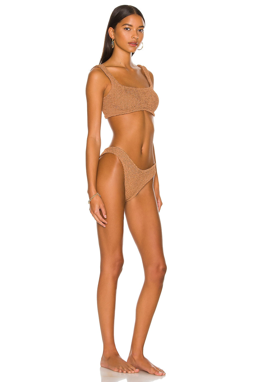 Hunza G Xandra Bikini Set, Metallic Cocoa