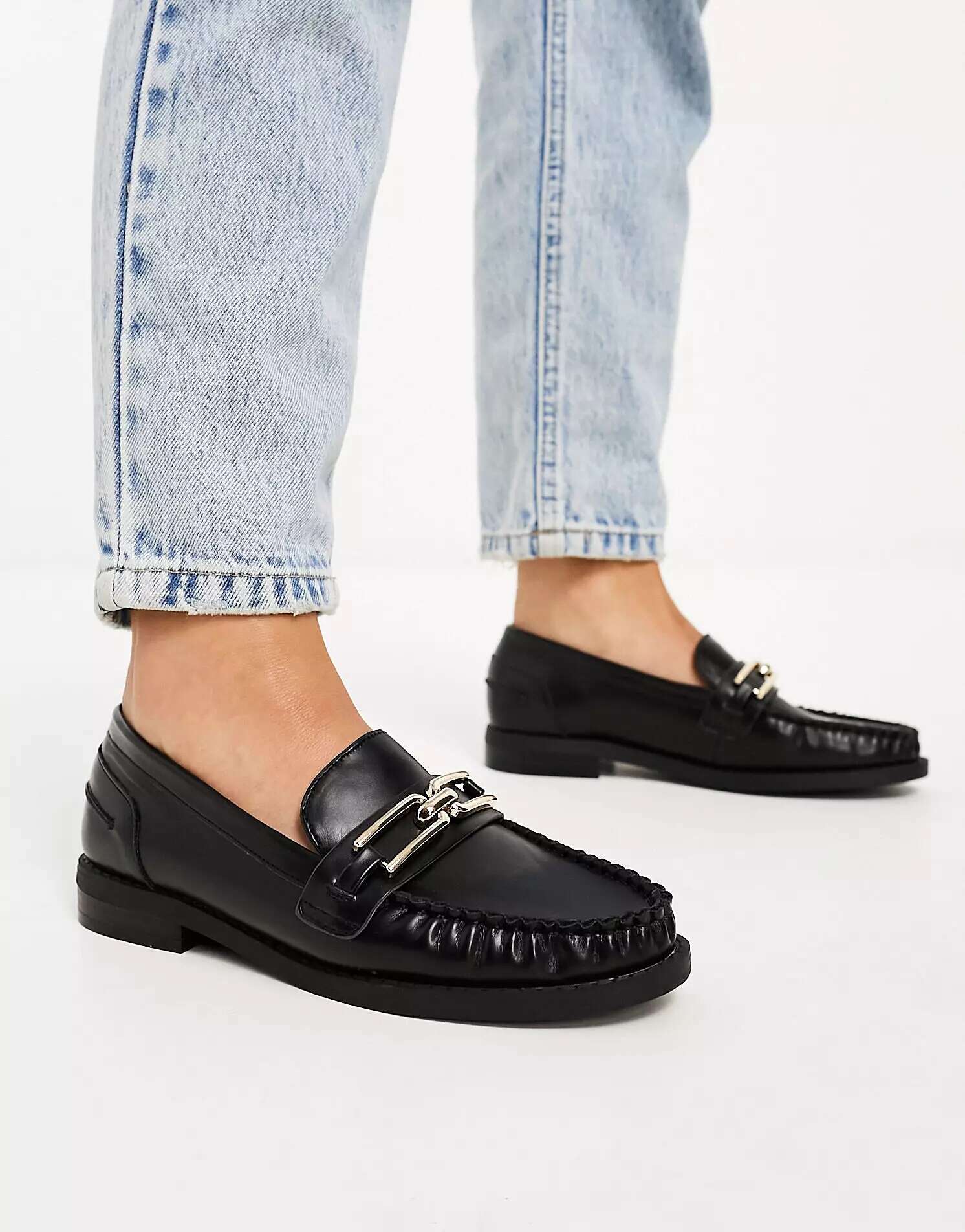 ASOS Melodic Slim Chain Loafers in Black