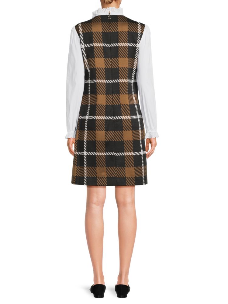 Tommy Hilfiger Plaid Two Piece Dress in Black Multi