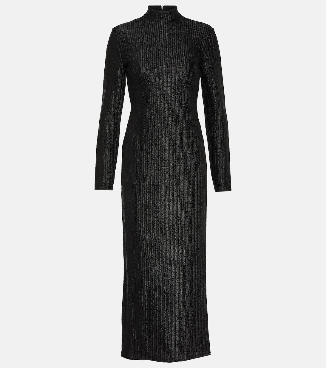 TOM FORD High Collar Cotton Blend Maxi Dress, Black