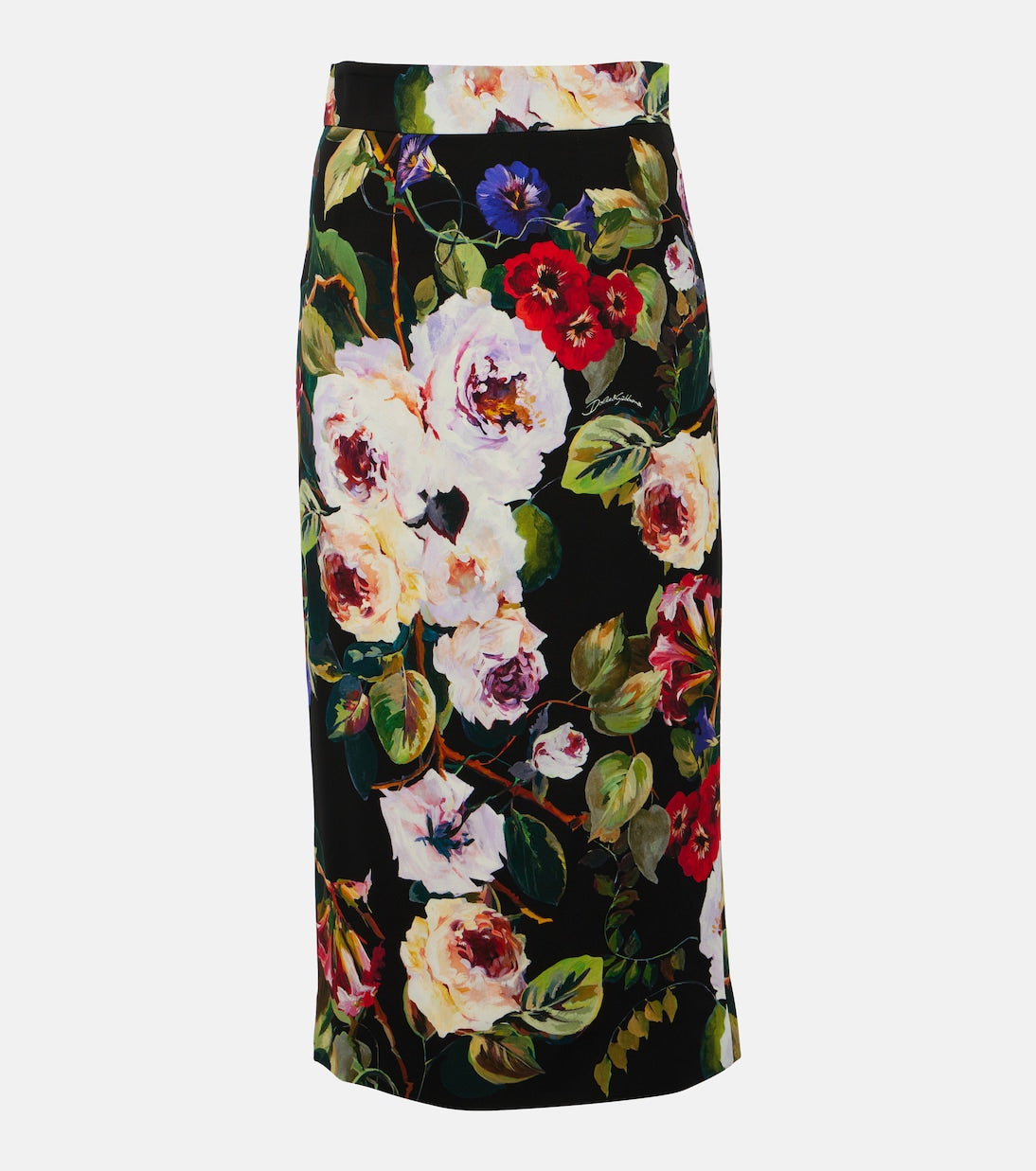 Rose garden midi skirt with charmeuse Dolce&Gabbana, multicolor