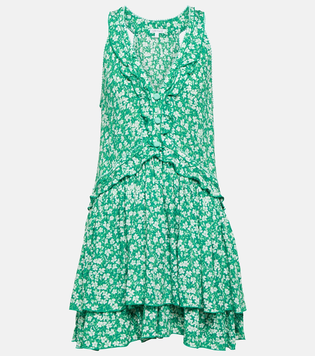 POUPETTE ST BARTH Ruffle Floral Mae Mini Dress, Green