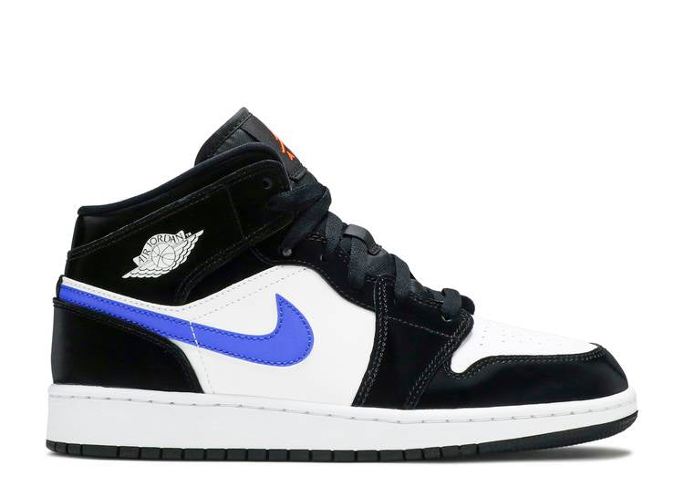 حذاء رياضي AIR JORDAN 1 MID GS 'BLACK RACER BLUE'، أسود