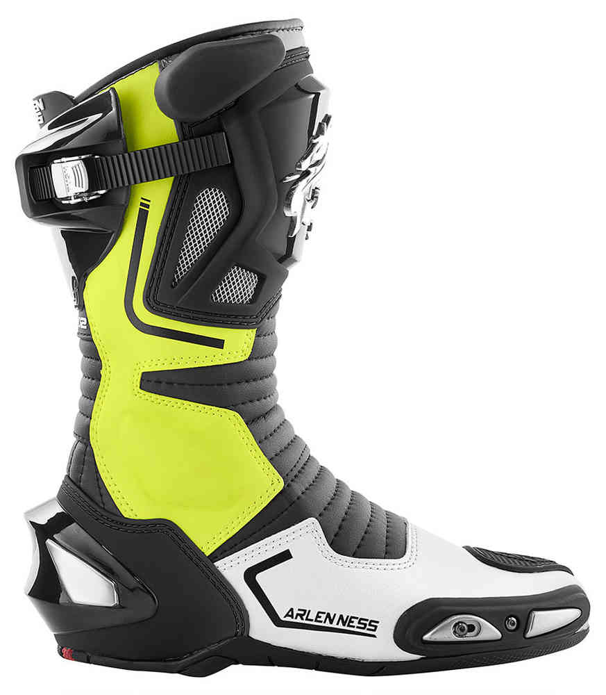 Sugello Arlen Ness Motorcycle Boots, Black/Yellow Fluorescent