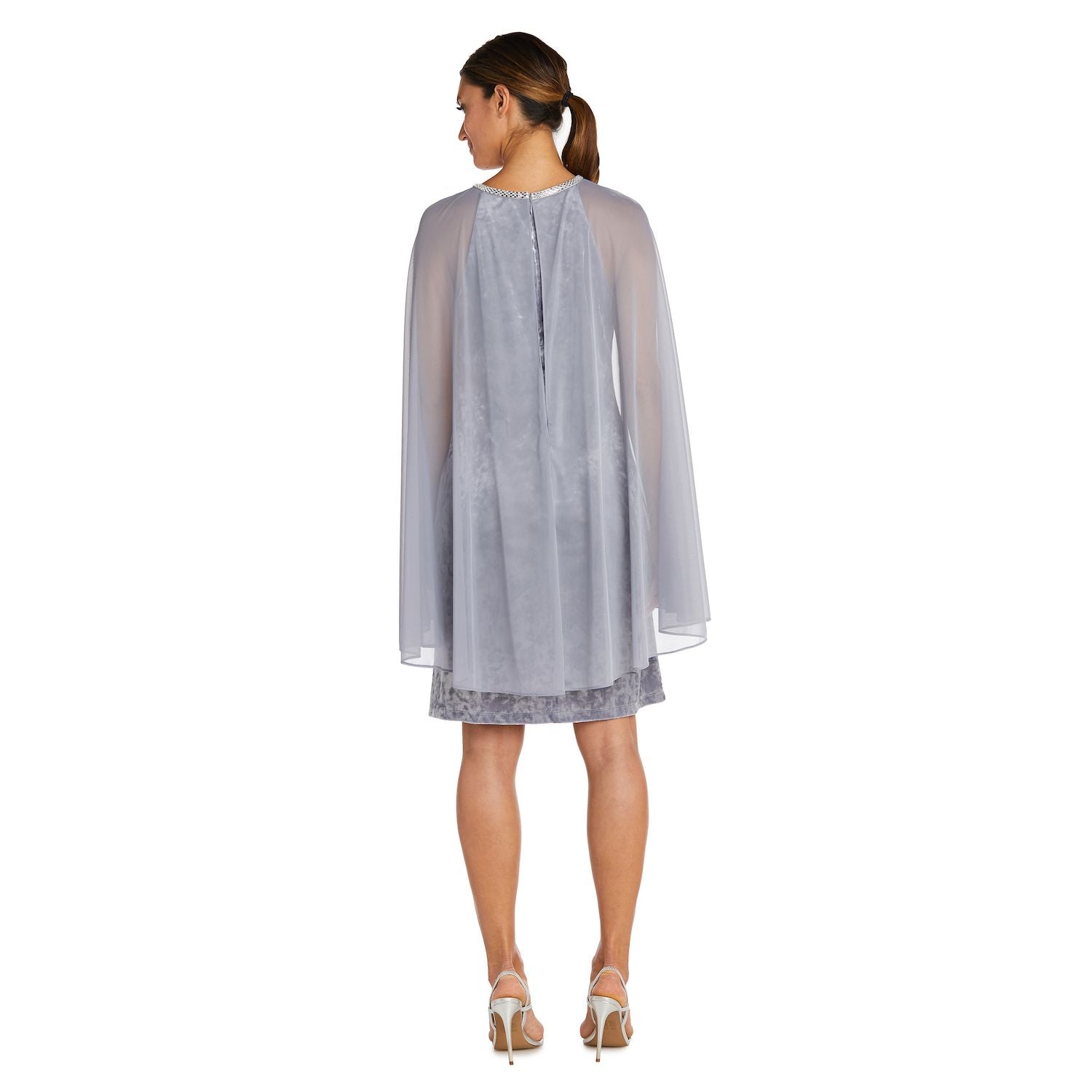 R&M Richards Women's Shift Dress with Rhinestones and R&M Richards Chiffon Cape