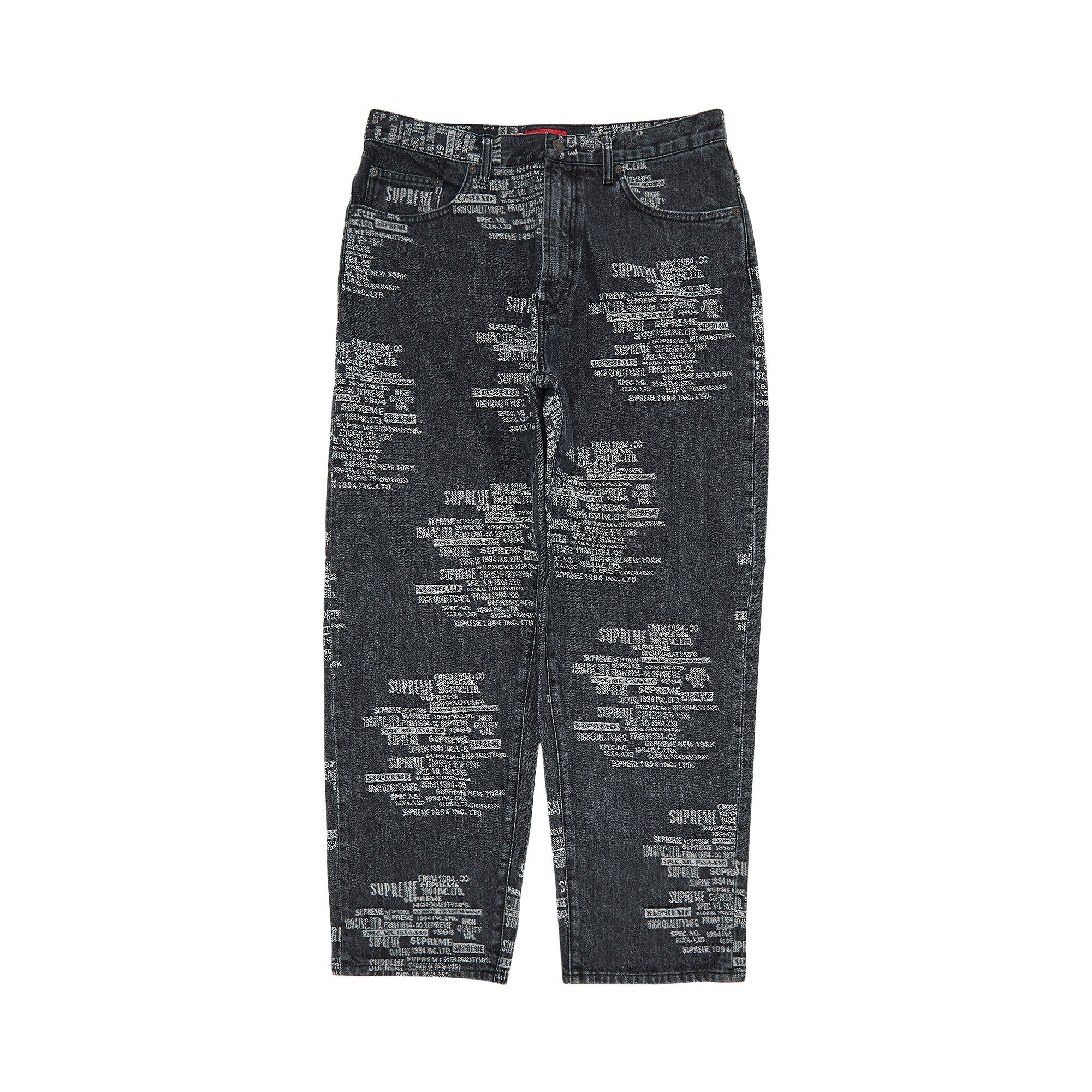 Supreme Washed Black Jacquard Baggy Jeans