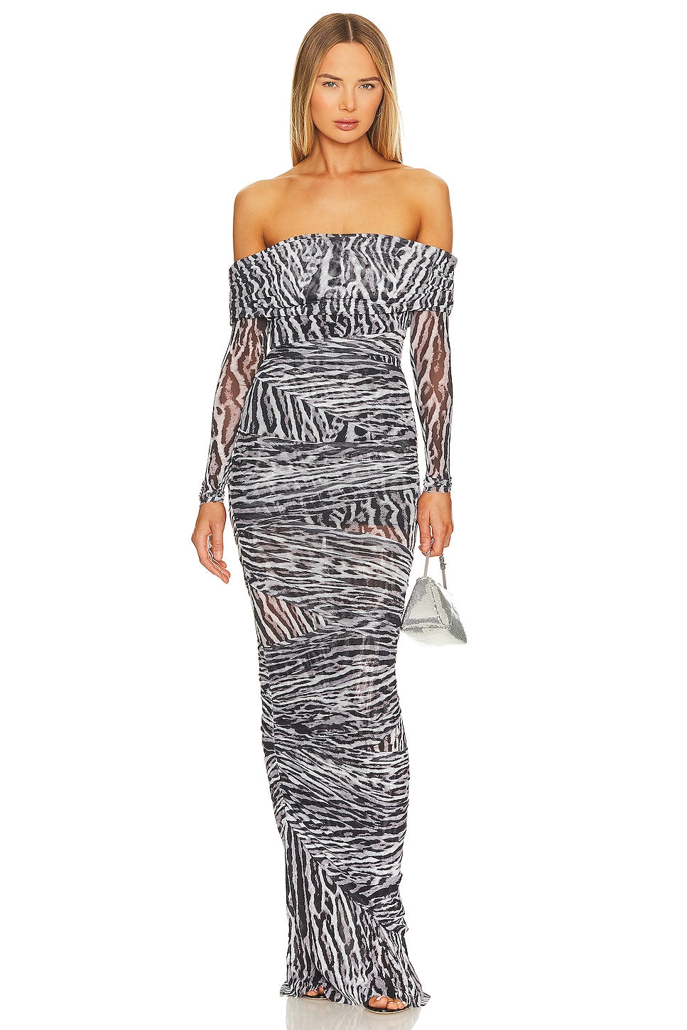 SERA Chanda Gown dress, Gray Ocelot