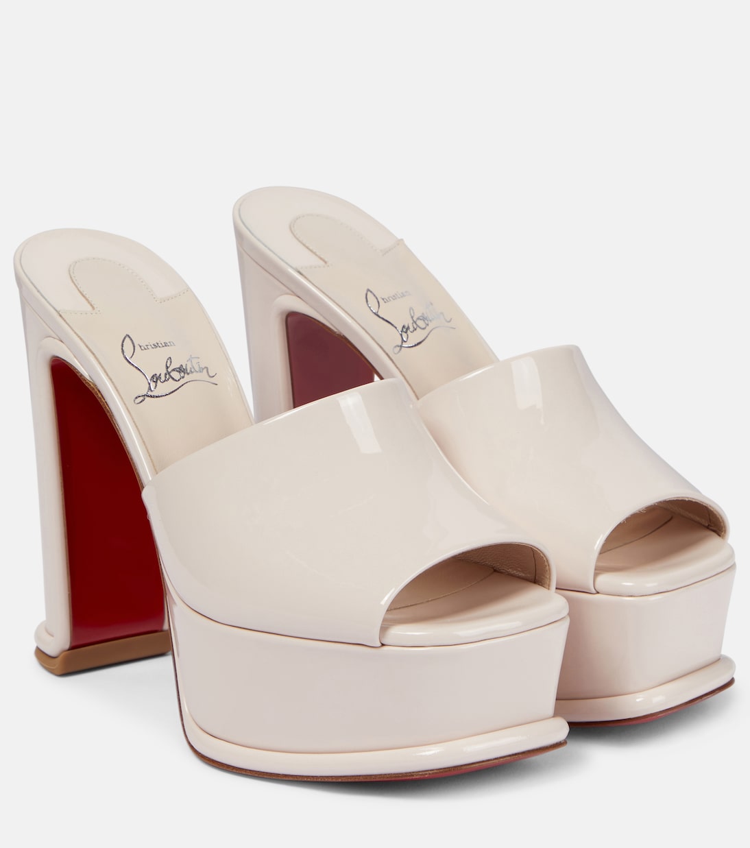 Christian Louboutin amali alta patent leather sandals, white