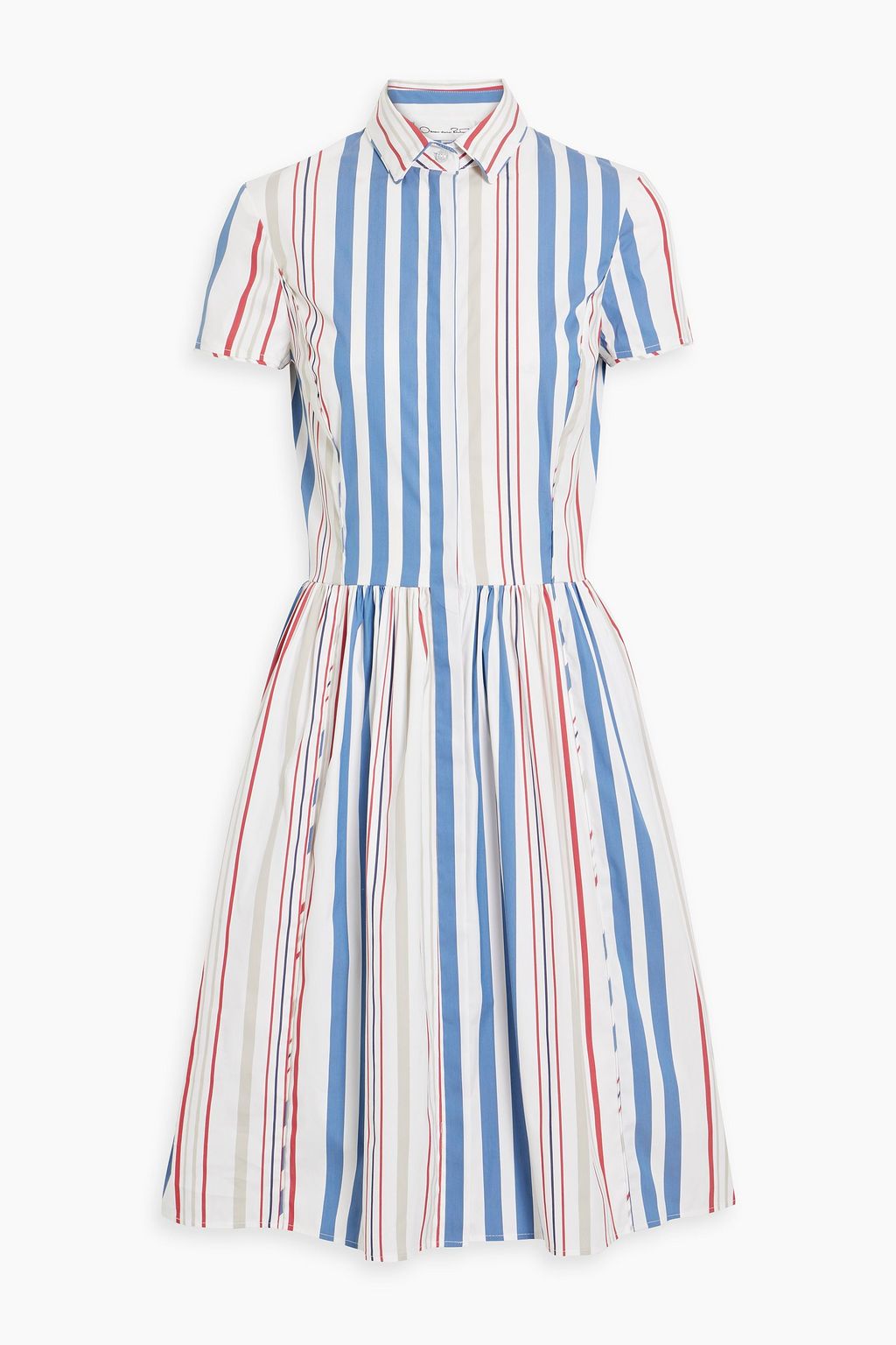 Striped cotton-blend poplin shirtdress OSCAR DE LA RENTA, blue