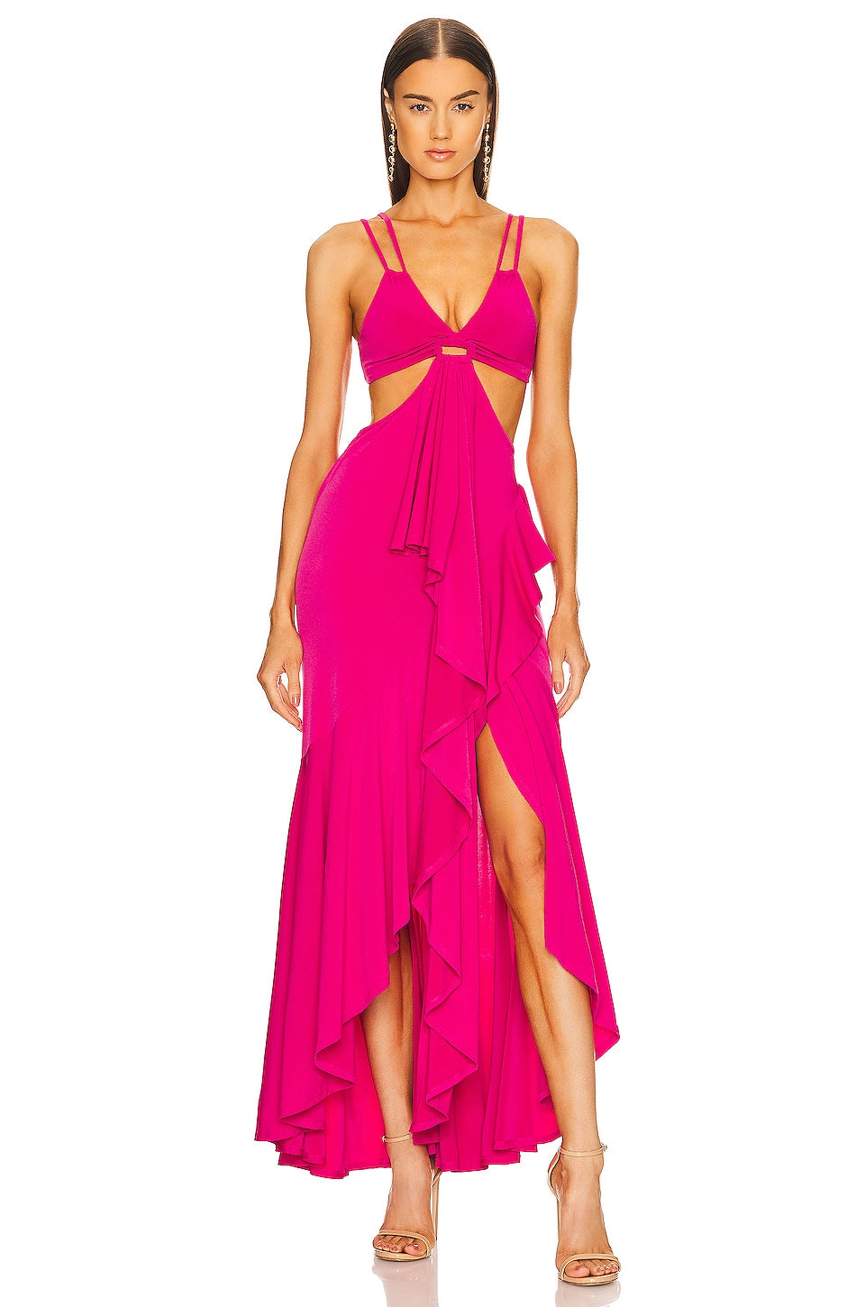 Michael Costello x REVOLVE Trent Gown Dress in Hot Pink