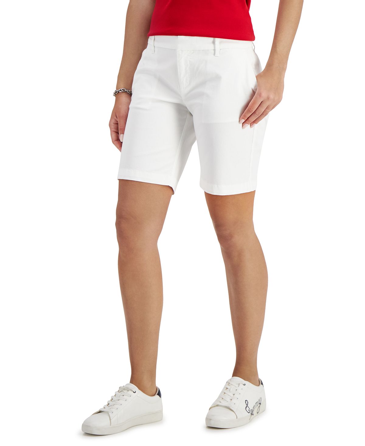 Tommy Hilfiger Women's Hollywood TH Flex 9" Bermuda Shorts, White