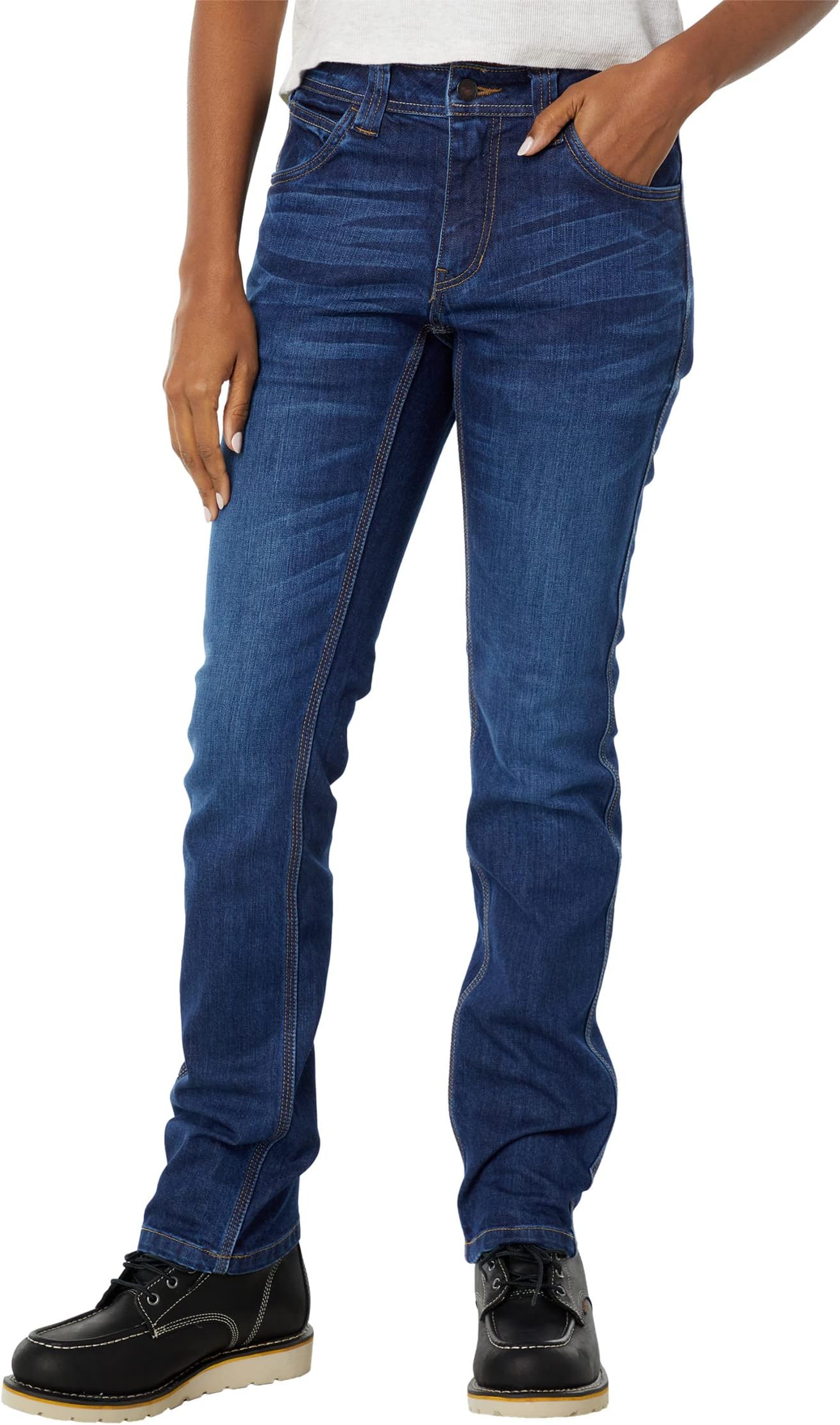 FR (Flame Resistant) Stretch Jeans Wolverine, Dark Rinse Denim