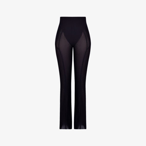 Avalon High Rise Sheer Straight Pants in House Of Cb Stretch Fabric, Black