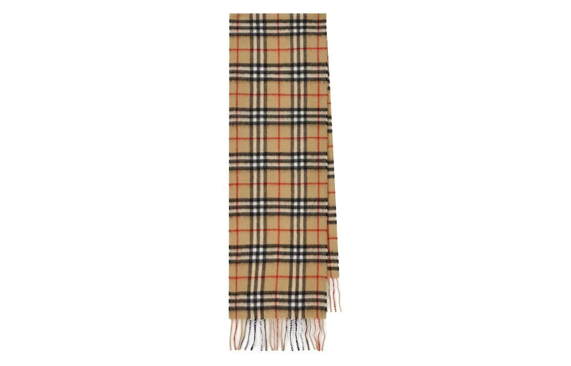 Women's Burberry Checked Fringed Scarf, Brown