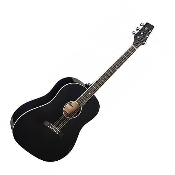 جيتار صوتي من Stagg SA35 DS-BK LH Dreadnought Slope Shoulder Basswood Top بستة أوتار للعزف باليد اليسرى