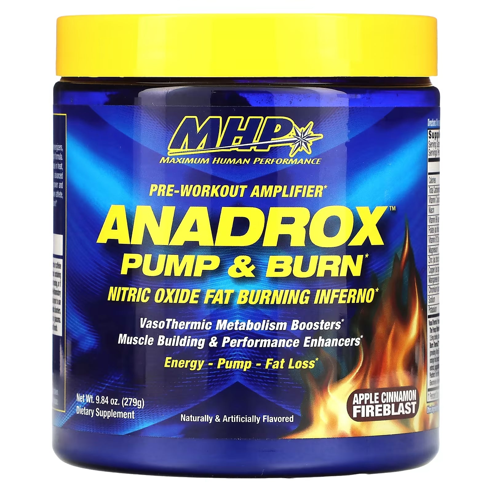 معزز ما قبل التمرين من MHP Anadrox Pump &amp; Burn، بنكهة التفاح والقرفة