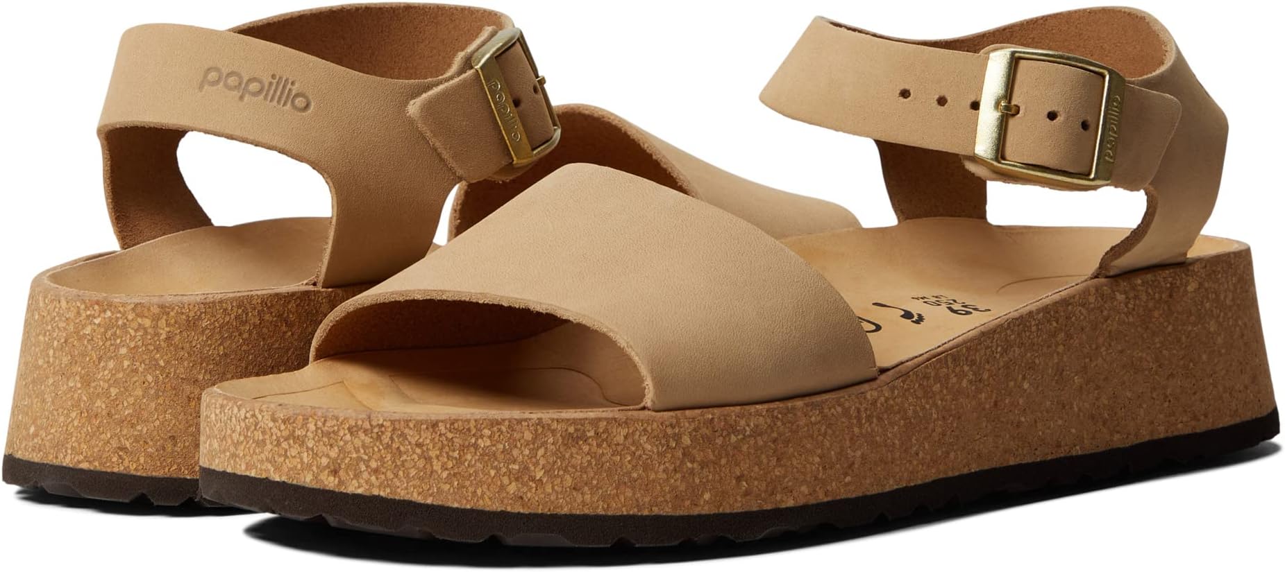 صندل Papillio by Birkenstock Glenda Platform صندل Birkenstock Flat باللون البيج Sandcastle