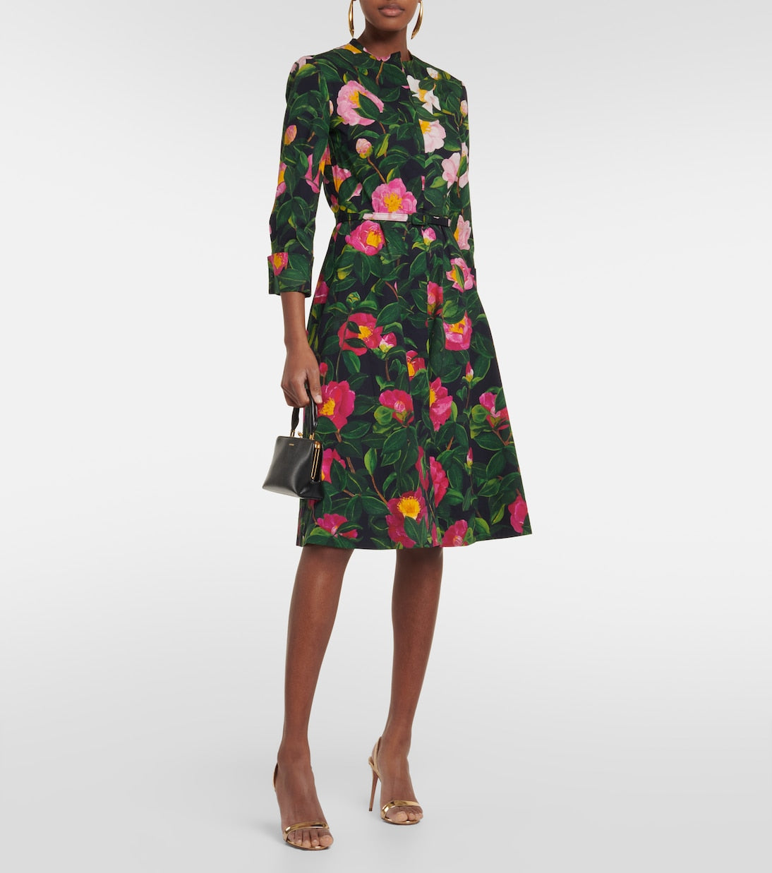 Oscar De La Renta Floral Cotton Blend Shirt Dress, Multicolor