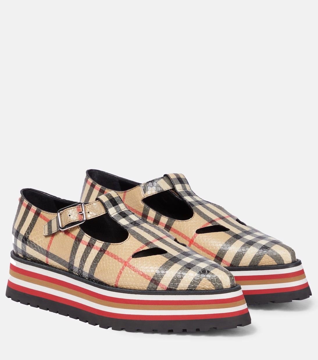 Burberry aldwych check leather loafers, beige