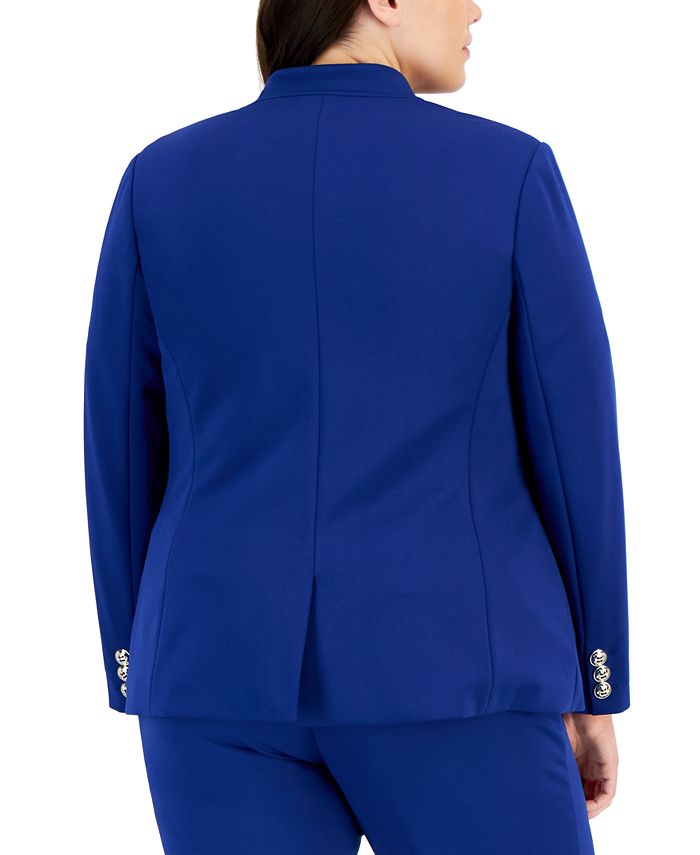 Tahari ASL faux double-breasted jacket with ponte, blue