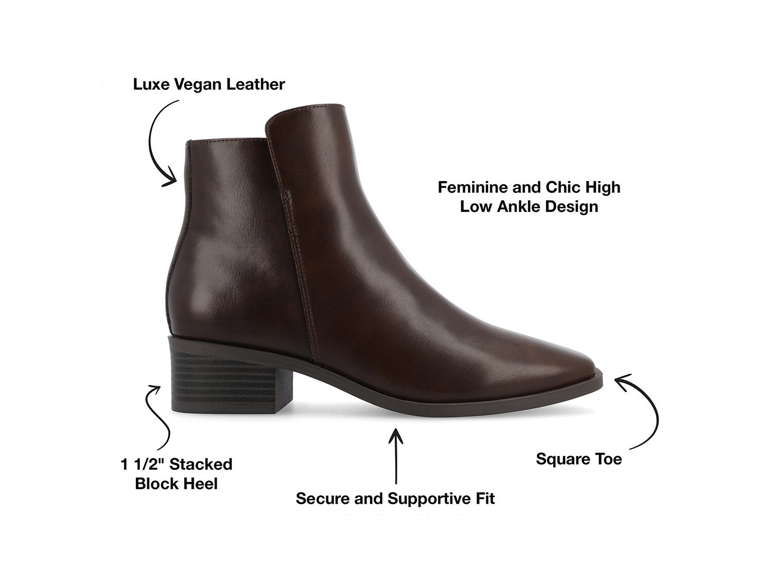 Cappri ankle boots from the Journee Journee Collection, dark brown