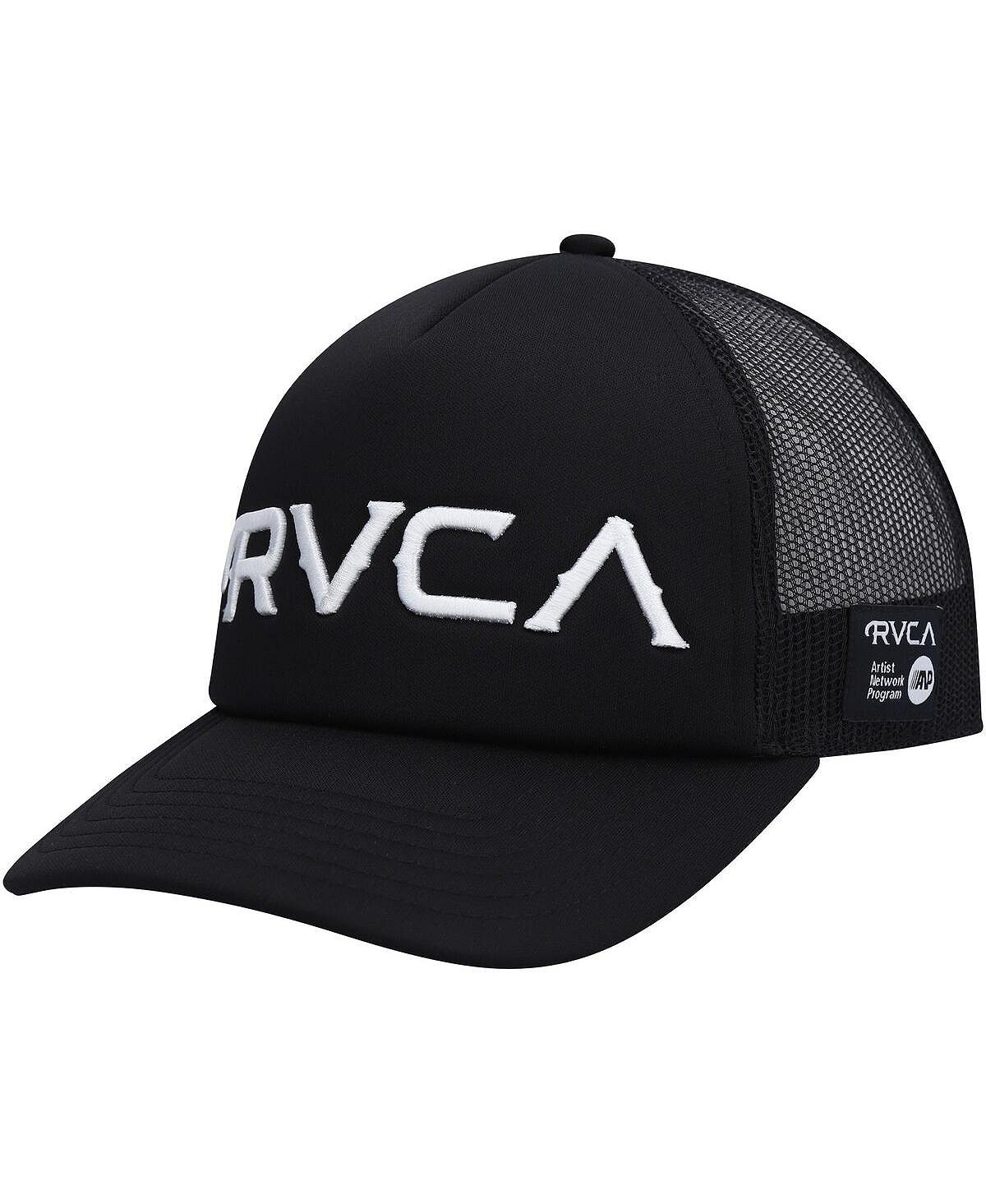 قبعة RVCA سوداء للرجال بطبعة Mister Cartoon Trucker Snapback