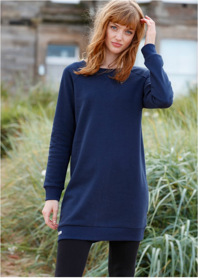 Sweatshirt dress with raglan sleeves Bpc Bonprix Collection, blue