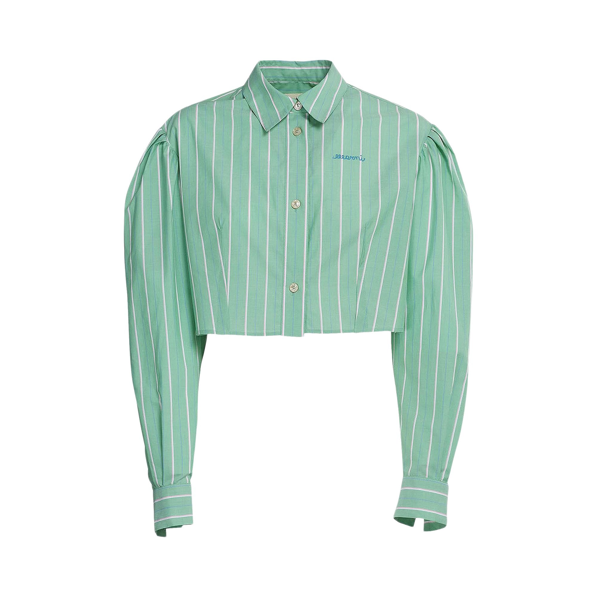 Marni Long Sleeve Button-Up Cropped Box Shirt, Millet