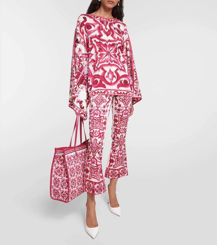 Flared trousers with DOLCE&GABBANA print, pink