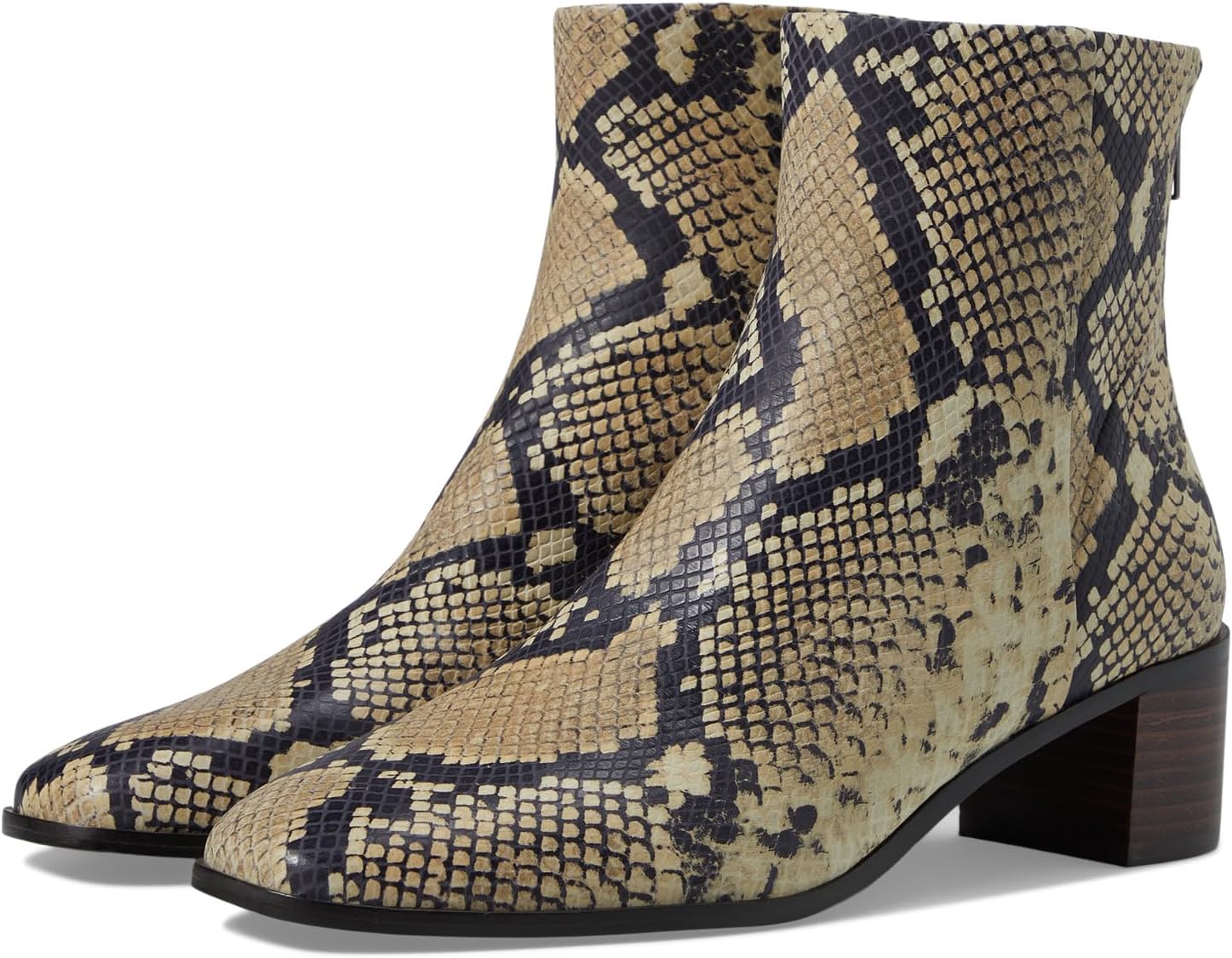 The Essex Ankle Boot in Snakeskin-Stamped Leather Madewell, Ivory Multi